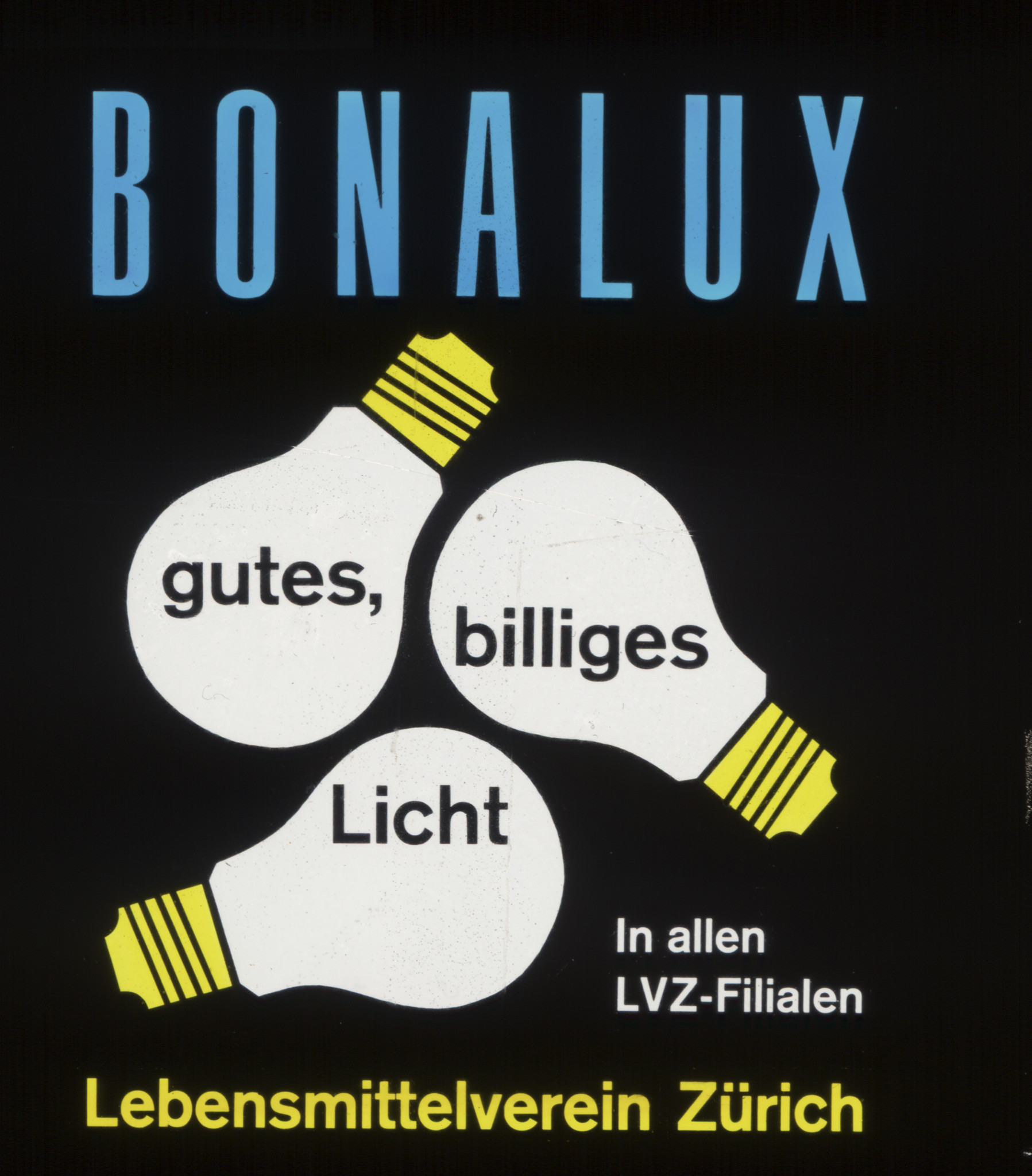 Drei Glühbirnen: "Bonalux - gutes, billiges Licht - in allen LVZ-Filialen"