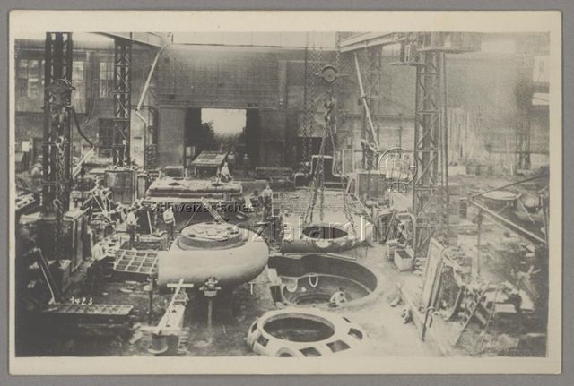Fabrikhalle einer Giesserei, vermutlich in Zürich, um 1910
